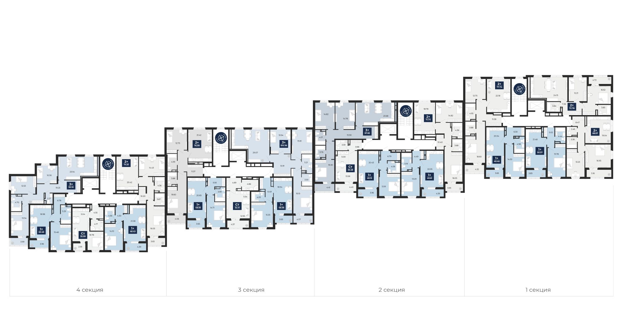 План этажа: Квартира-студия, 30,28 м²